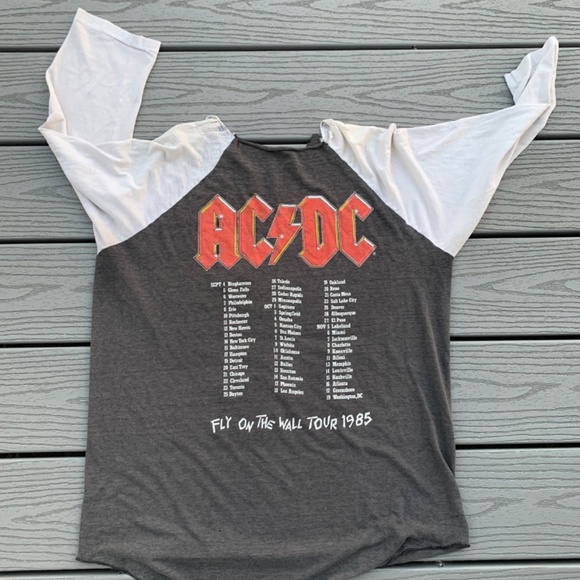 Vintage AC/DC 80s Tour Band Rock Shirt Raglan - Picture 2 of 4